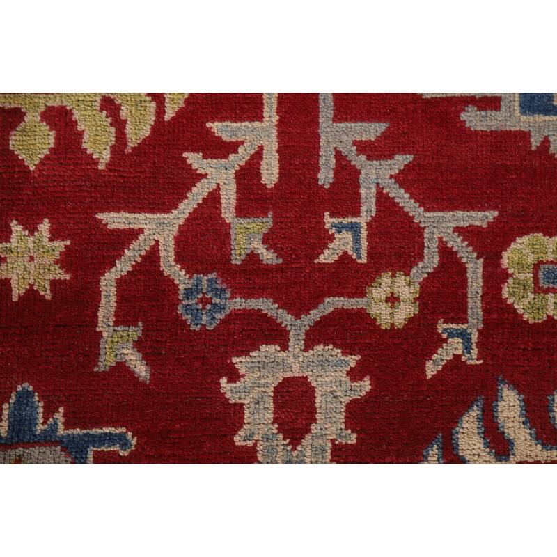 Hand Knotted Oriental 100% Wool Carpet Traditional All-Over Red Kazak Area Rug - 9' 2'' X 5' 11''