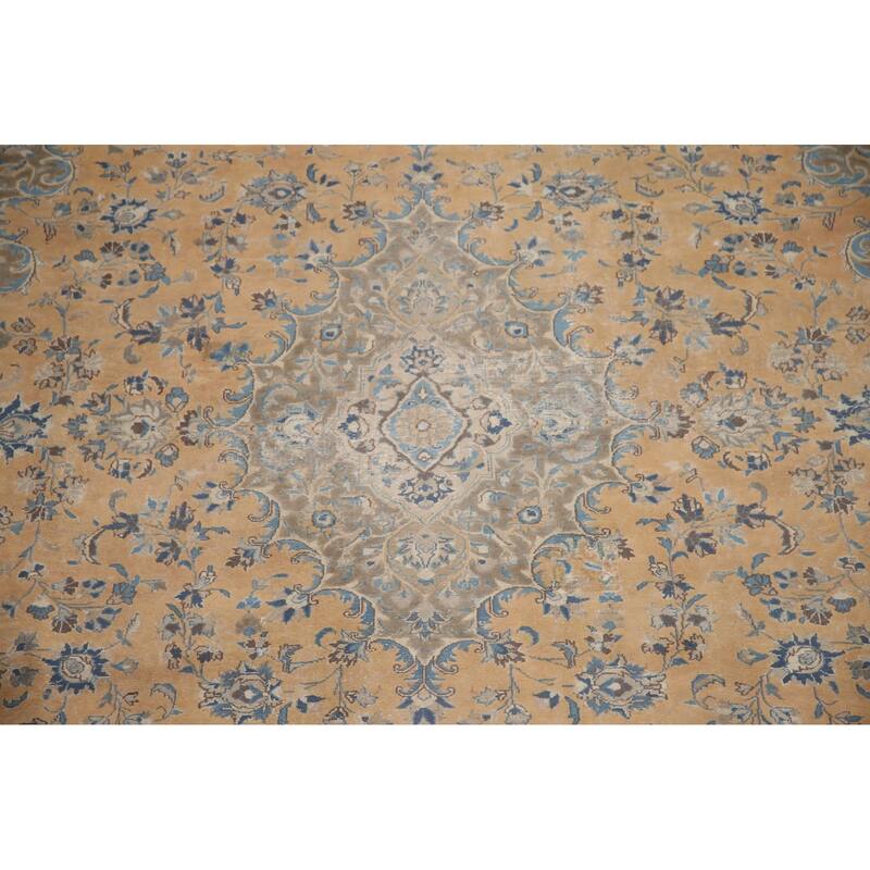 Hand Knotted Oriental 100% Wool Carpet Traditional Floral Oranges & Rust Mashad Area Rug - 11' 2'' X 8' 5''