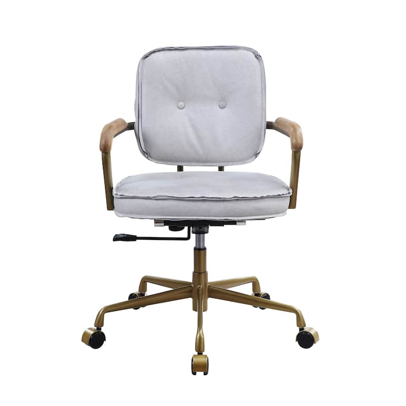 Vintage White Top Grain Leather Office Chair