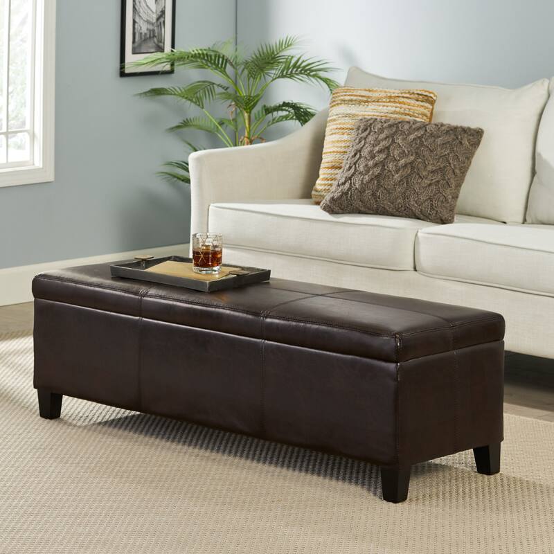 Lucinda Faux Leather Storage Bench by Christopher Knight Home - 51.25" L x 17.50" W x 16.25" H - Brown