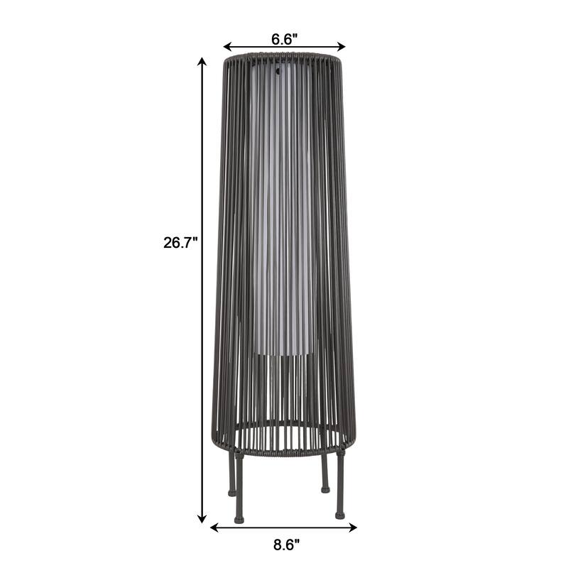 2-Pack Outdoor All-Weather Rattan Solar Light Patio Floor Lamp For Porch
