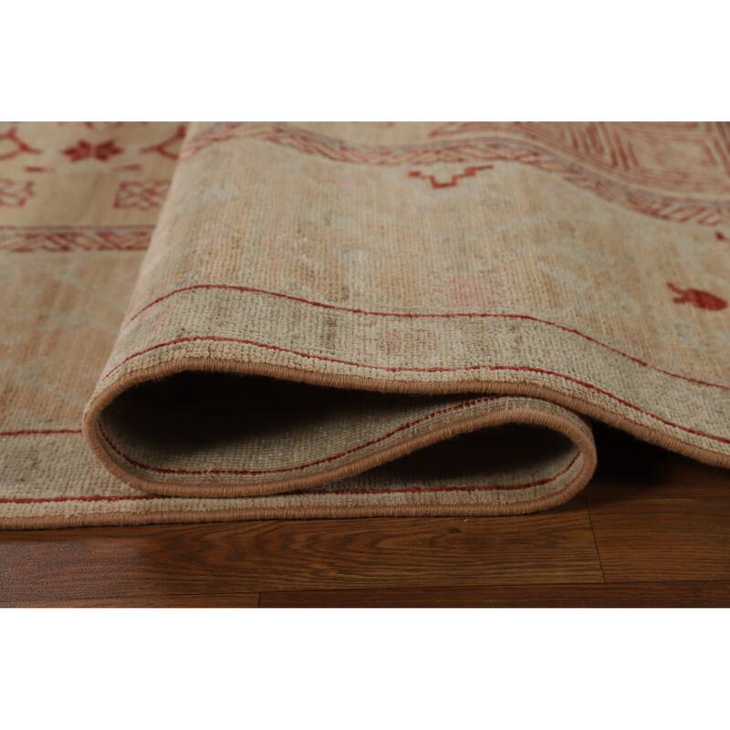 Hand Knotted Oriental 100% Wool Carpet Transitional Floral Brown Oushak Area Rug - 11' 11'' X 8' 11''