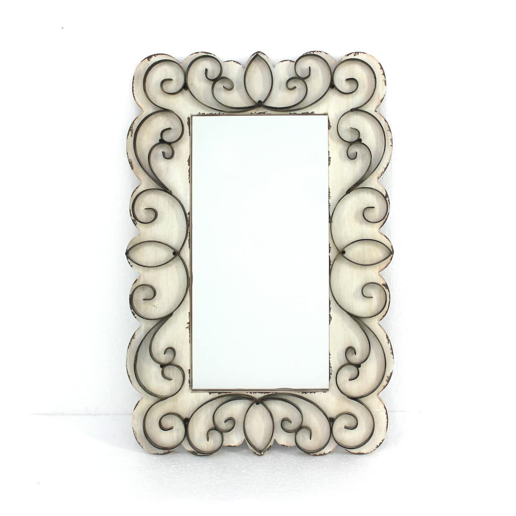 HomeRoots 33" Antique Rectangle Accent Mirror Wall Mounted With Frame - 27