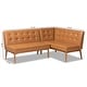 preview thumbnail 9 of 7, Arvid Tan Faux Leather and Walnut Wood 2-PC Dining Nook Banquette Set