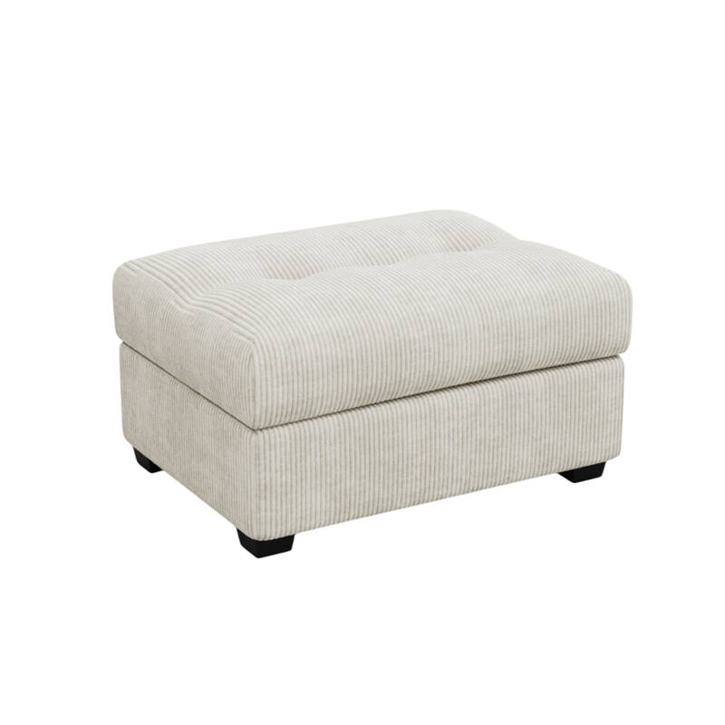 HomeRoots 37" Beige and Black Corduroy Tufted Ottoman