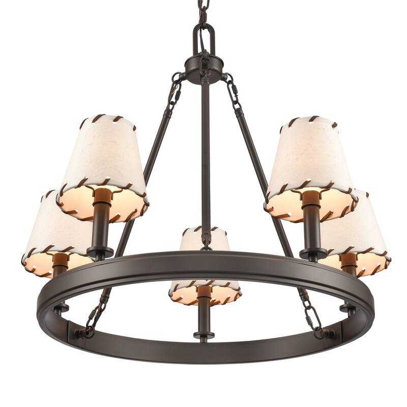 Elk Home Marion Oil Rubbed Bronze With Parchment Shade Chandelier