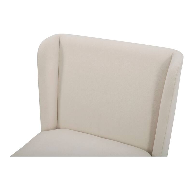 NADAAL STUDIOS Zadie Rolling Dining Chair, 360° Swivel, Polyester Upholstery, High-Density Foam Cushioning, Cream