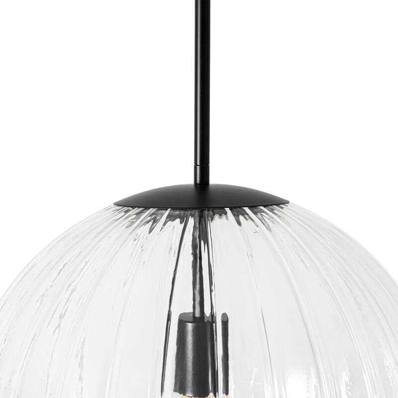Modern Chic 1-Light Dimmable Striped Glass Sphere Pendant - 15.0 in