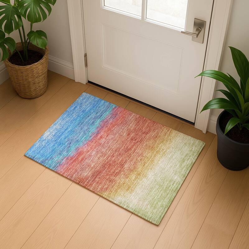 Premium Washable Super Soft Abstract Ombre Mayfield Rug - Coral - 1'8" x 2'6"