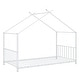 preview thumbnail 7 of 8, Twin Size Metal House Bed with Roof, Easy Assembly, White