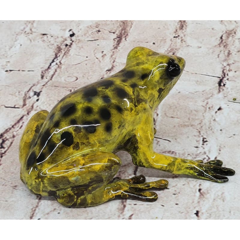 Yellow Poison Dart Tree Frog Bronze Metal Figurine Signed Numbered Sculpture By Marius