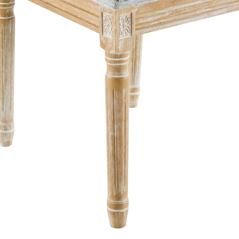 [Set of 2] French Country Dining Chairs - Elegant Cane Backrest & Upholstered Seats with Fluted Legs- Solid Rubberwood Frame
