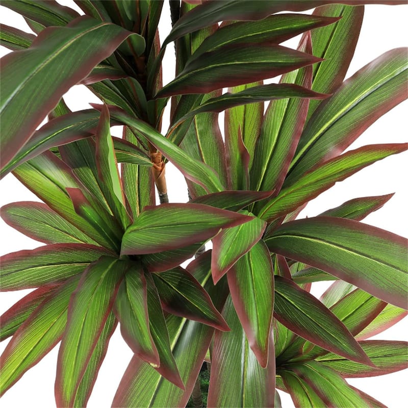Red Edge Artificial Faux Yucca Dracaena Plant for Home Office Living Room Decor