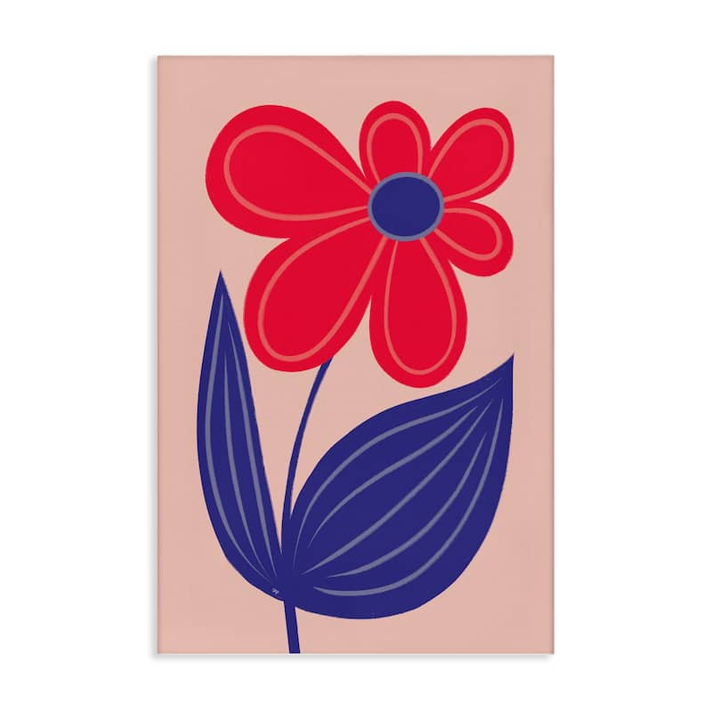 Stupell Playful Bold Red Daisy Canvas Wall Art Design By Martina Pavlova - 20 x 30