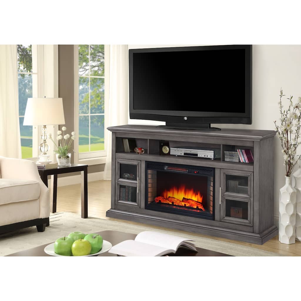 Muskoka Glendale 58-in TV Stand Electric Fireplace Dark Weathered Grey - 58 inches