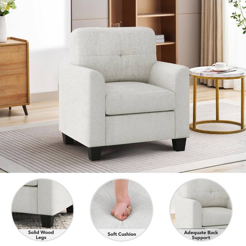 Mid-Century Upholstered Accent Chair Single Sofa with Armrest - 32.5"Lx28.9"Wx36.2"H