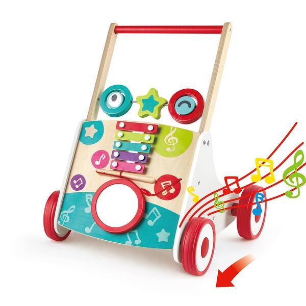 slide 2 of 5, Hape My First Musical Walker Wooden Push & Pull Learning Toy for Baby & Toddler