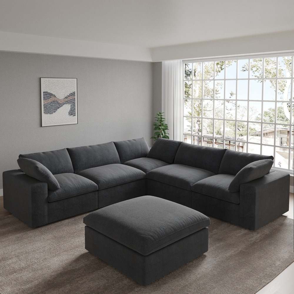 V Shape Cloud Couches for Living Room, Modular Convertible Sectional Sofa Couch, Couch Cushion Covers Removable