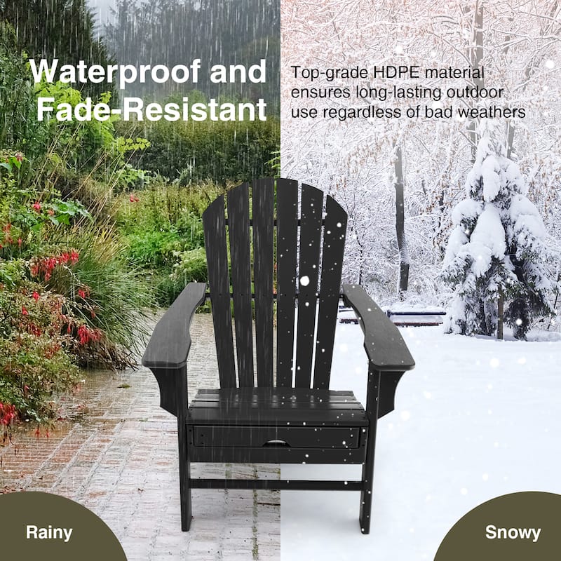Costway Outdoor Patio HDPE Deck Adirondack Chair Beach Seat - 29''x 53''x 37.5''