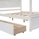 preview thumbnail 9 of 9, White Full Wood Canopy Platform Bed with Drawers - MDF & Pinewood Support Slats