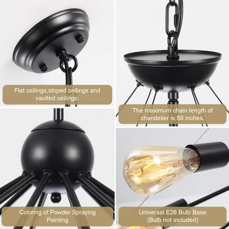 12-Light W43.3" x H90.55" Wagon Wheel Chandelier for Study Bedroom