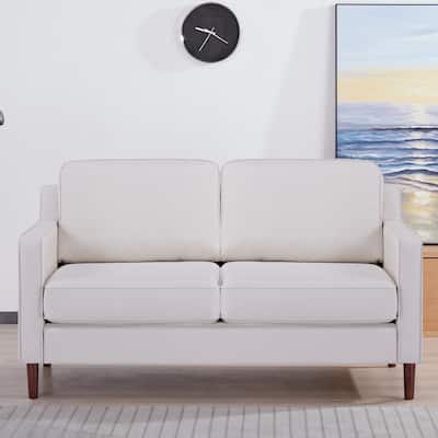 Sedona Modern Loveseat Sofa, Faux Linen / Vegan Leather Couch