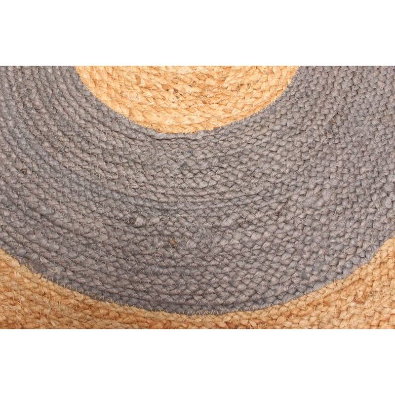 ECARPETGALLERY Braided Weave Palas Denizli Dark Grey Jute Rug - 3'0 x 3'0