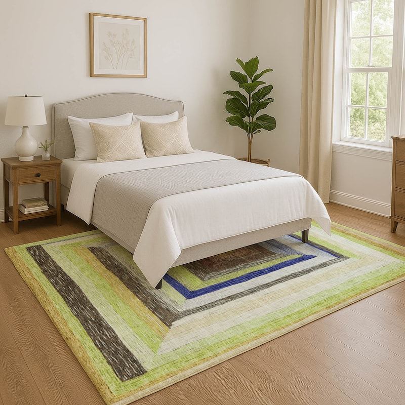 Premium Washable Super Soft Modern Dimensions Mayfield Rug - Lime - 2'6" x 3'10"