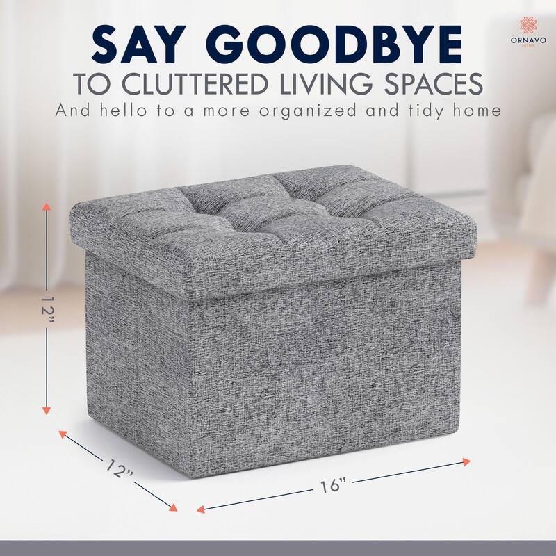 2 Pack Small Rectangle Foldable Storage Ottoman