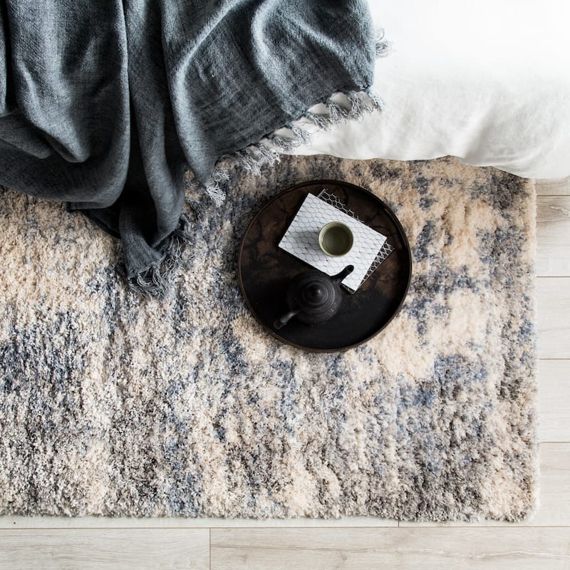 Harmony Abstract Light Gray/ Blue Area Rug