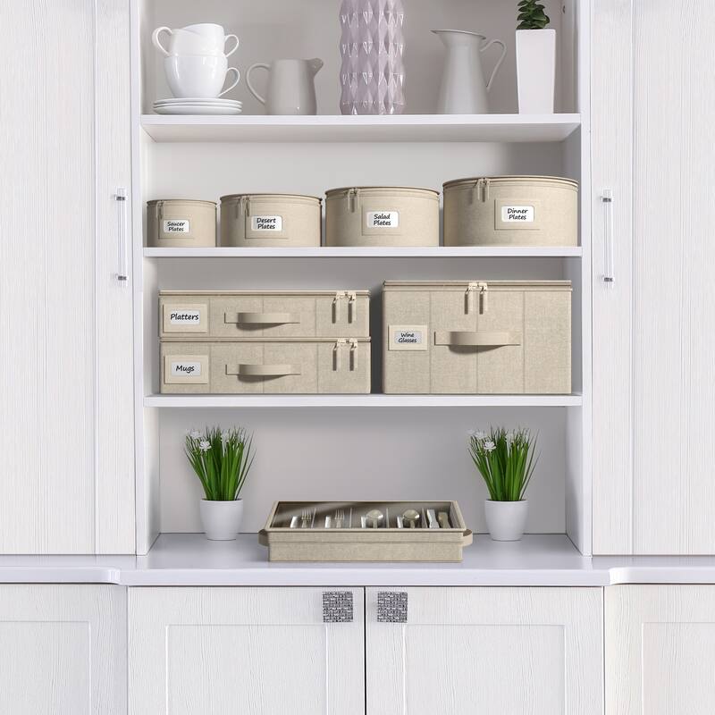 Sorbus 6-Piece Stackable Plate, Glass and Mug Carrier Set for Dinnerware Organization and Storage with Felt Plate Protector