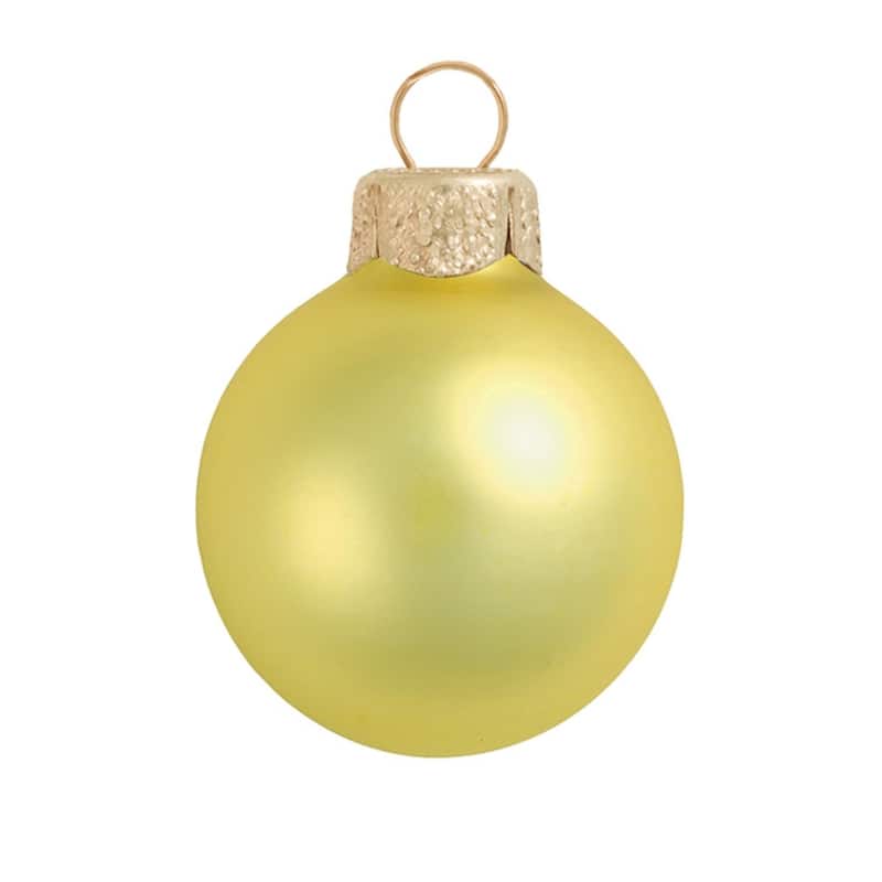 Matte Finish Glass Christmas Ball Ornaments 2" (50Mm) Yellow 28Ct