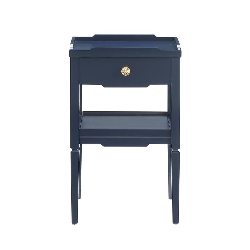 Mid Century Nightstand with Drawer and Lower Shelf Tapered Legs