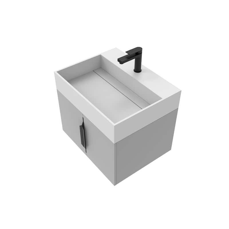 Amazon 24" Wall Mounted Bathroom Vanity Set w/ White Top - Matte - Grey