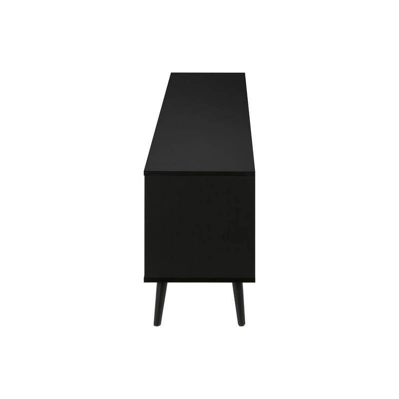 Contemporary 72-Inch Media Entertainment Center with Brown & Black Laminate Finish, Storage Cabinets & Open Shelf