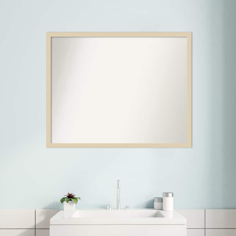 Non-Beveled Wood Bathroom Wall Mirror - Svelte Silver Frame