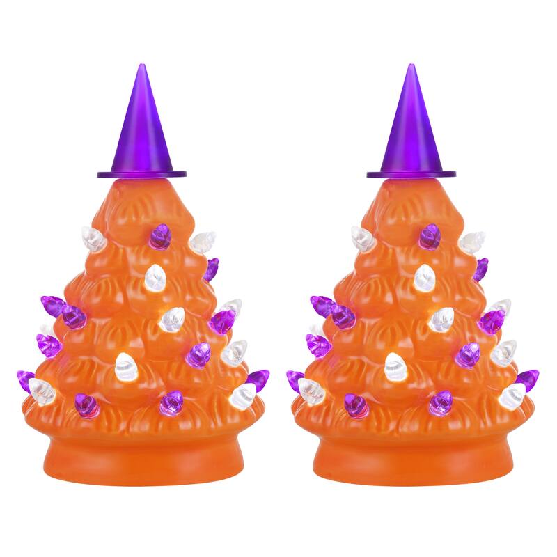 Mr. Halloween Set of 2 Mini Halloween Trees - Orange