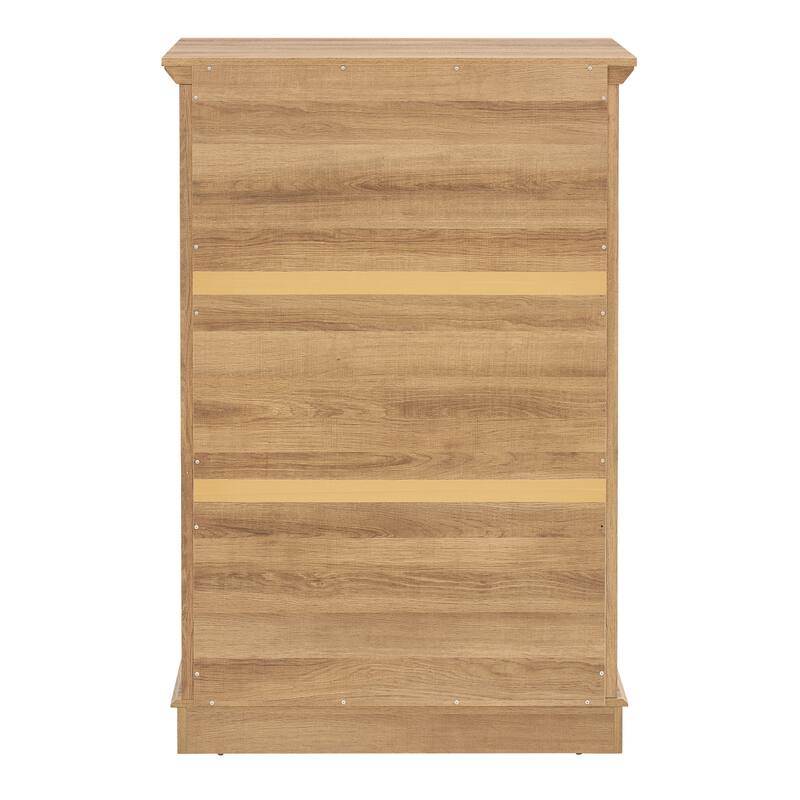 GDFStudio - Farmhouse Modern 6-Drawer Tall Dresser with Smooth Metal Slides and Storage Cabinet Design