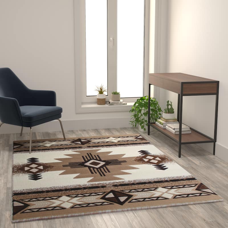 Traditional Southwestern Style Olefin Fiber Geometric Area Rug