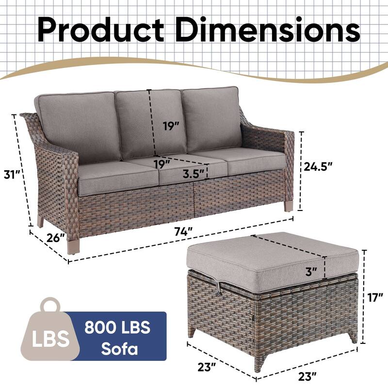 Outside Patio Sofa Chair Set with Cushions