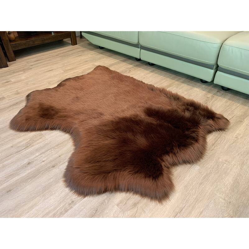 Ovella Home Premium Luxurious Faux Sheepskin 2-Pelt Plush Shag Accent Rug - 3' x 4' - 3' x 4'