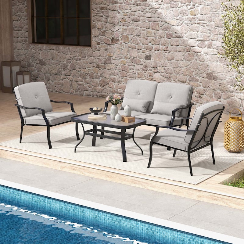 2/4 PCS Patio Furniture Set Outdoor Conversation Sofa Table Set