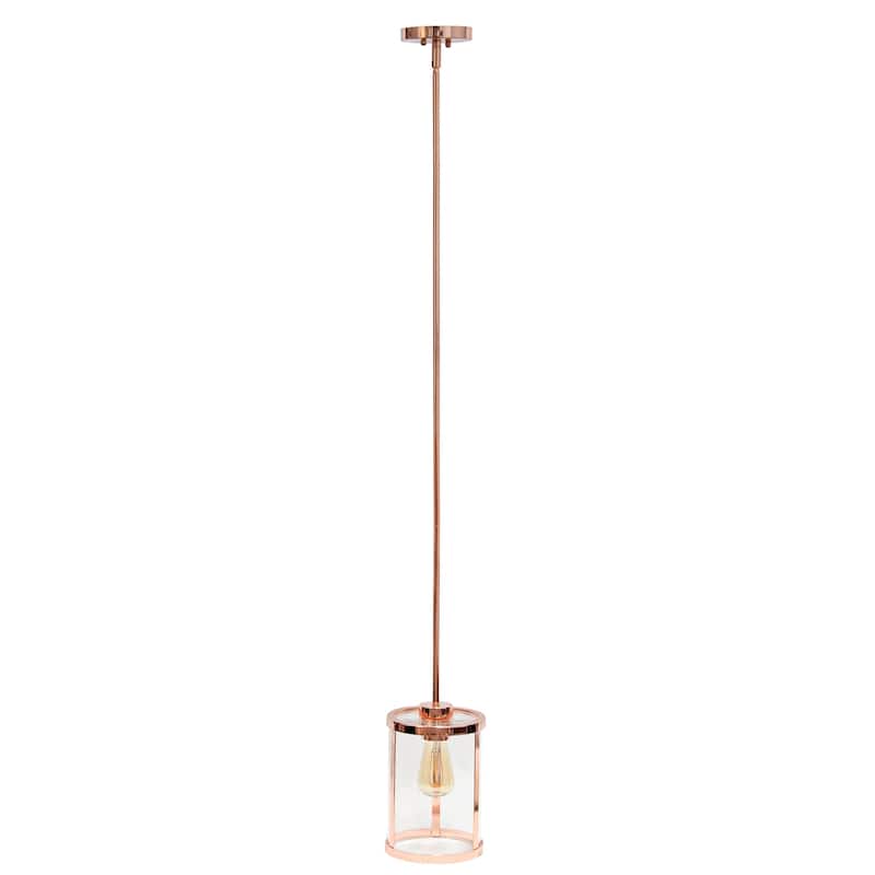 Contemporary 1-Light Pendant - Metal & Glass Hanging Lamp - Kitchen, Foyer, Bedroom - Gold Finish - 9.5