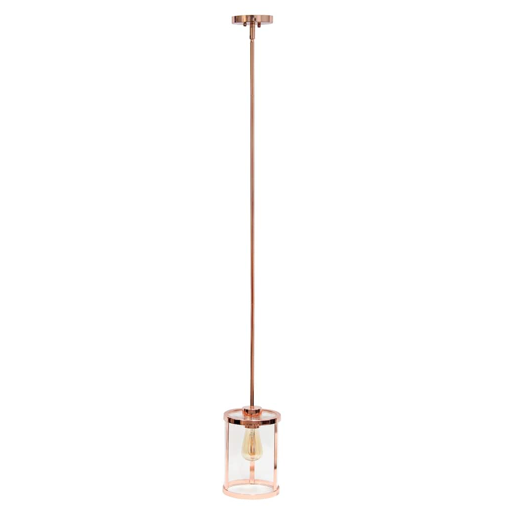 Contemporary 1-Light Pendant - Metal & Glass Hanging Lamp - Kitchen, Foyer, Bedroom - Gold Finish - 9.5