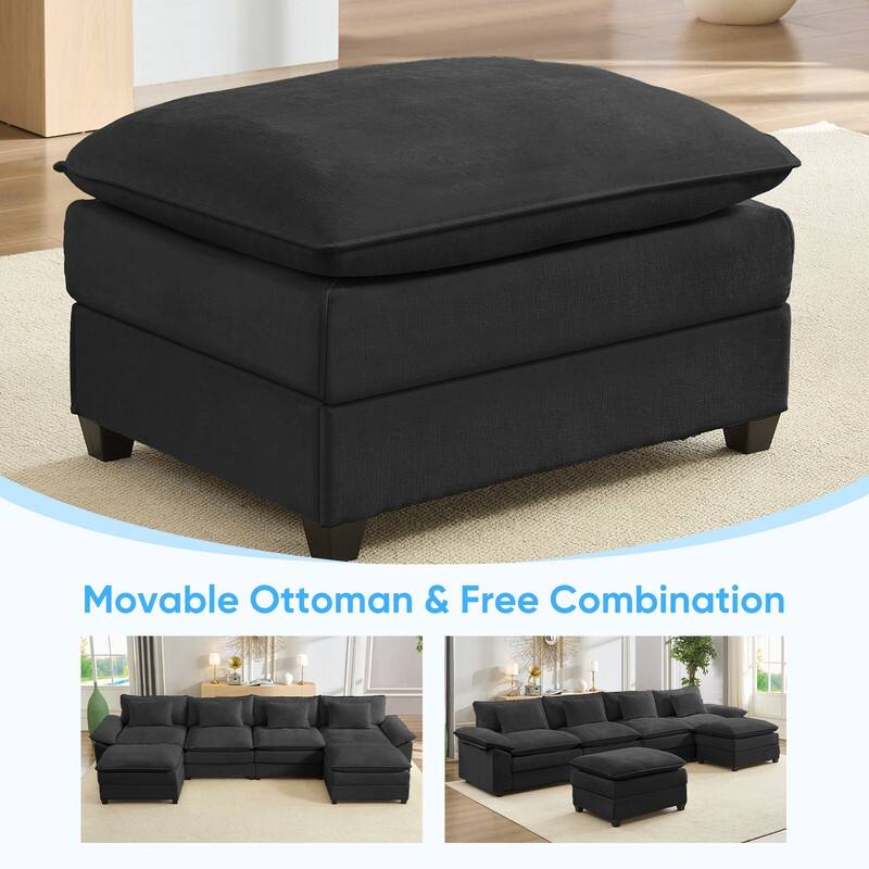 Modern 156''Oversized U-Shaped Modular Sectional Sofa with 2 Ottomans,6-Seat Cloud Couch,Chenille Sofa Sleeper Deep Seat Couches