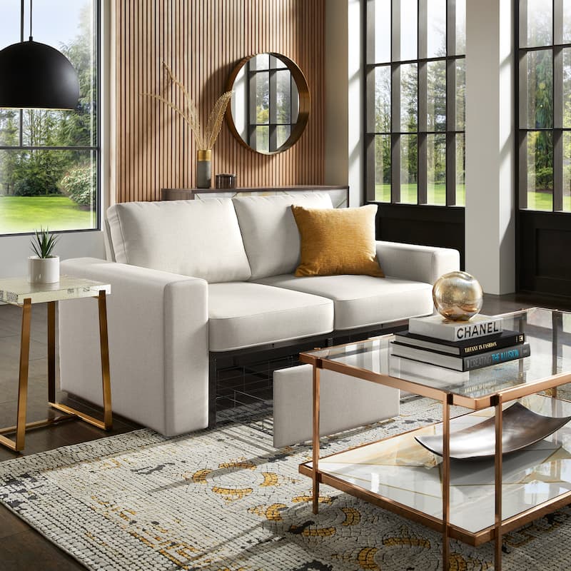 Soma Upholstered Loveseat with 2 Hidden Metal Wire Storage Drawers by iNSPIRE Q Modern