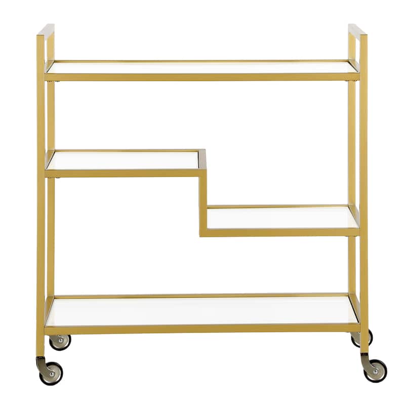 Lovett 33" Wide Rectangular Bar Cart with Glass Shelves