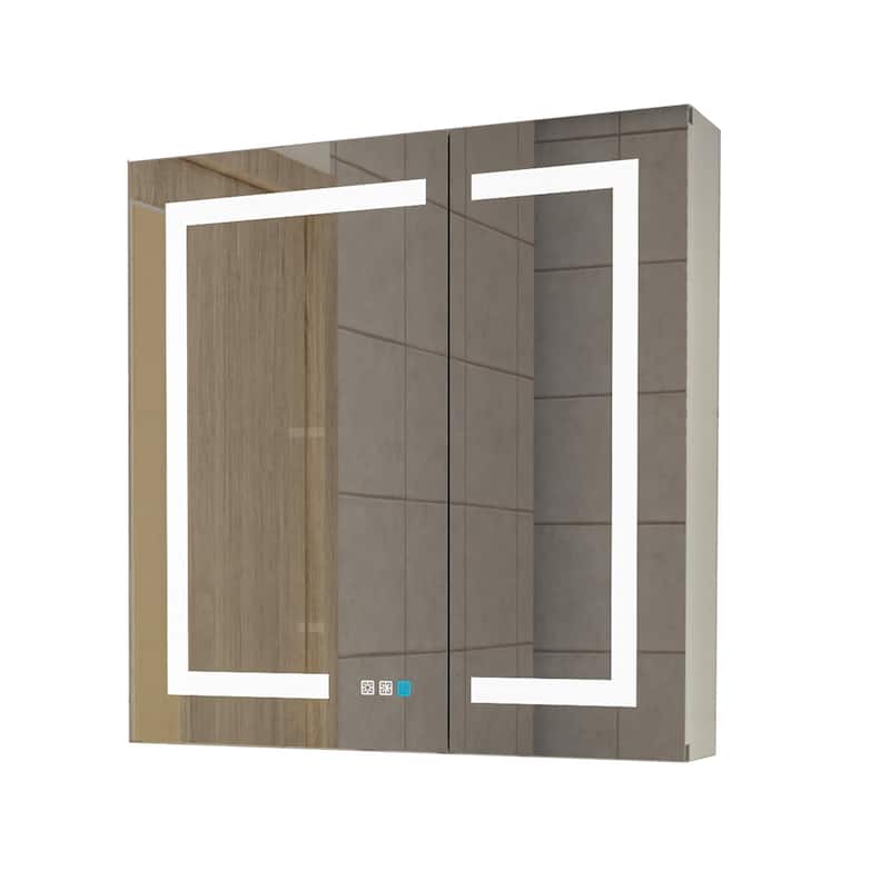 30" Aluminum Surface Mount Medicine Cabinet with Mirrors and Shelves
