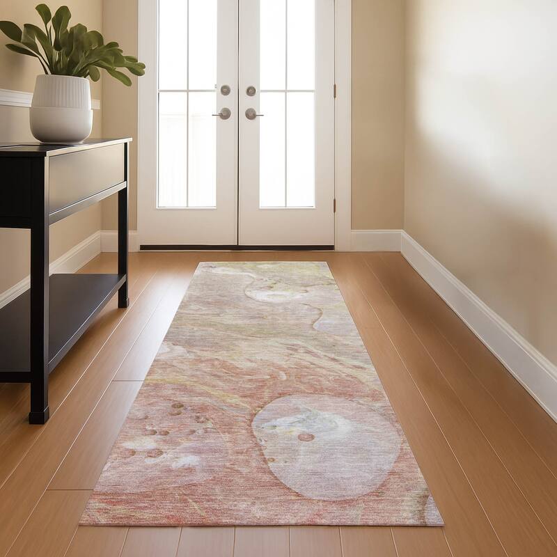 Premium Washable Super Soft Abstract Chic Mayfield Rug - Salmon - 2'3" x 7'6"