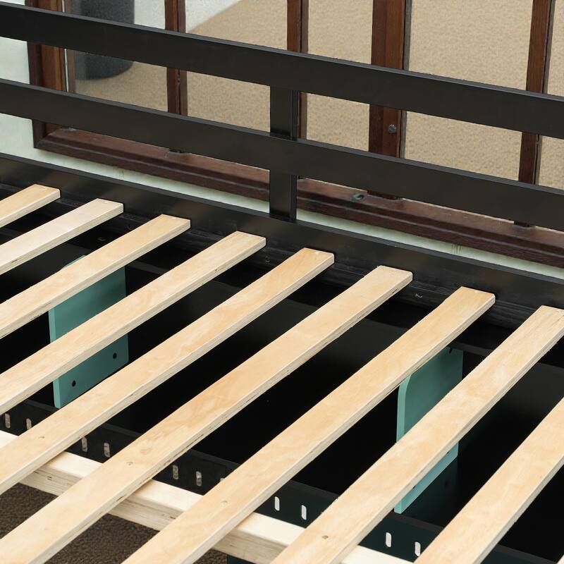 Full Size Wood Loft Bed with Desk, Shelves, LED Lights, USB Ports, Pegboard & Space-Saving Storage Design